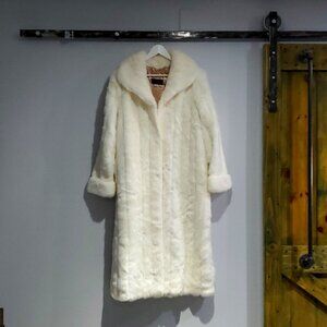 FABULOUS FURS FULL LENGTH  COAT CREAM SIZE LARGE FAUX FUR